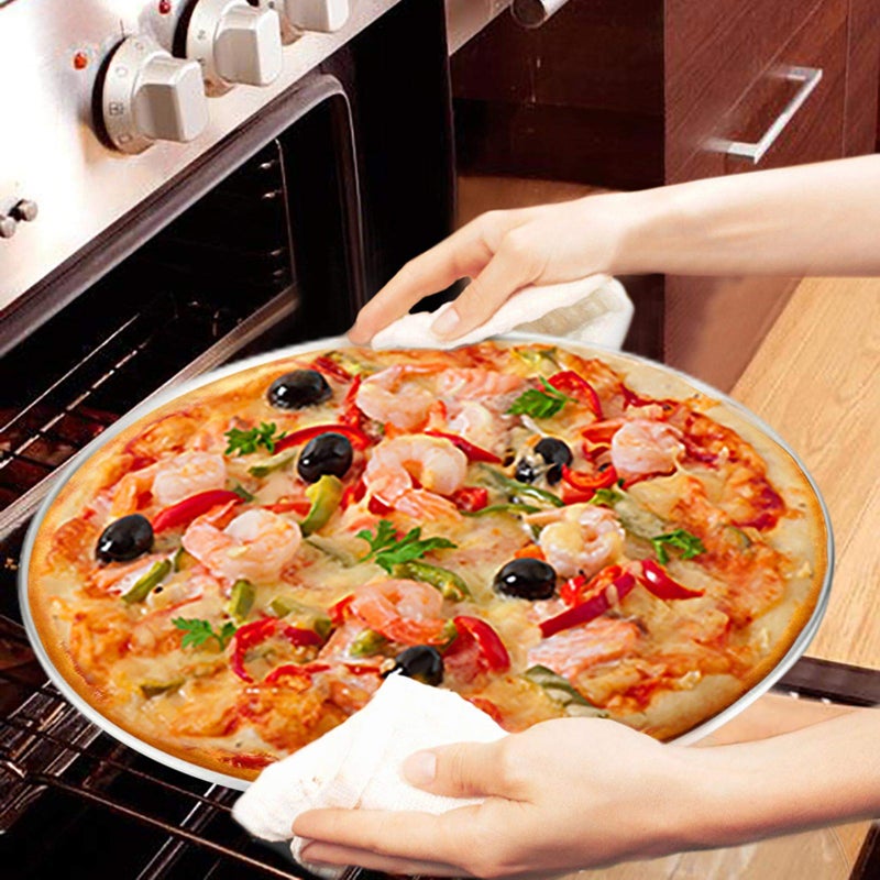 TeamFar Pizza Pan, 10â€ & 12â€ & 13.4â€, 3 Pcs Pizza Pan Set Stainless Steel Pizza Pan Round Pizza Oven Pans Tray for Baking Serving, Healthy & Rust Free, Heavy Duty & Dishwasher Safe - Image 4